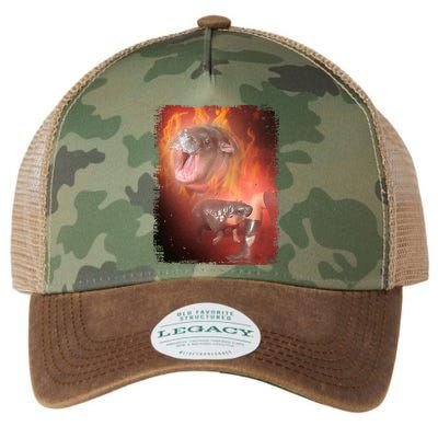 Moo Deng Bouncy Pig In Thai Fire Picture The Cute Baby Hippo Legacy Tie Dye Trucker Hat