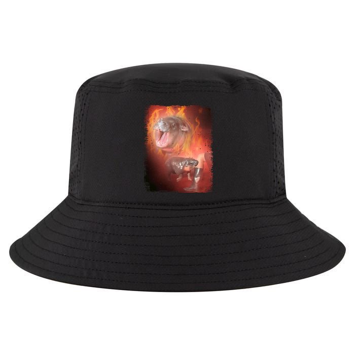 Moo Deng Bouncy Pig In Thai Fire Picture The Cute Baby Hippo Cool Comfort Performance Bucket Hat