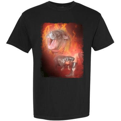Moo Deng Bouncy Pig In Thai Fire Picture The Cute Baby Hippo Garment-Dyed Heavyweight T-Shirt