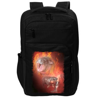 Moo Deng Bouncy Pig In Thai Fire Picture The Cute Baby Hippo Impact Tech Backpack