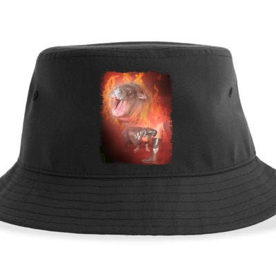 Moo Deng Bouncy Pig In Thai Fire Picture The Cute Baby Hippo Sustainable Bucket Hat