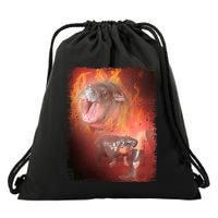 Moo Deng Bouncy Pig In Thai Fire Picture The Cute Baby Hippo Drawstring Bag