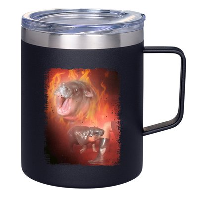 Moo Deng Bouncy Pig In Thai Fire Picture The Cute Baby Hippo 12oz Stainless Steel Coffee Mug