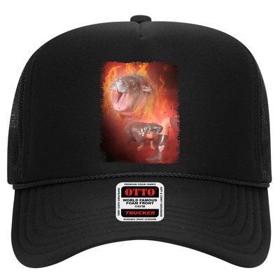 Moo Deng Bouncy Pig In Thai Fire Picture The Cute Baby Hippo Trucker Hat