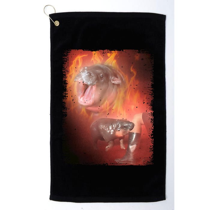 Moo Deng Bouncy Pig In Thai Fire Picture The Cute Baby Hippo Golf Towel