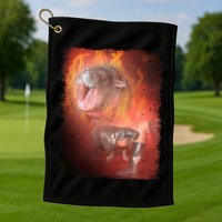 Moo Deng Bouncy Pig In Thai Fire Picture The Cute Baby Hippo Golf Towel