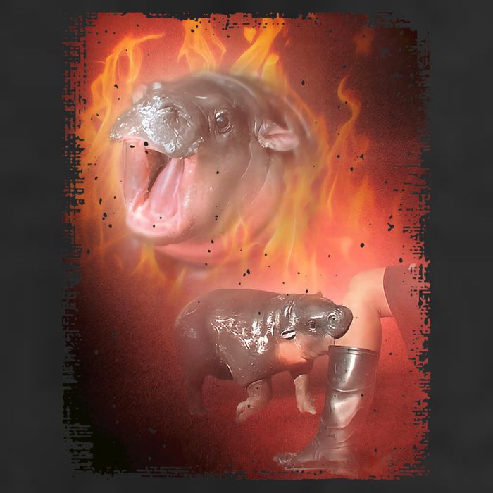 Moo Deng Bouncy Pig In Thai Fire Picture The Cute Baby Hippo Golf Towel
