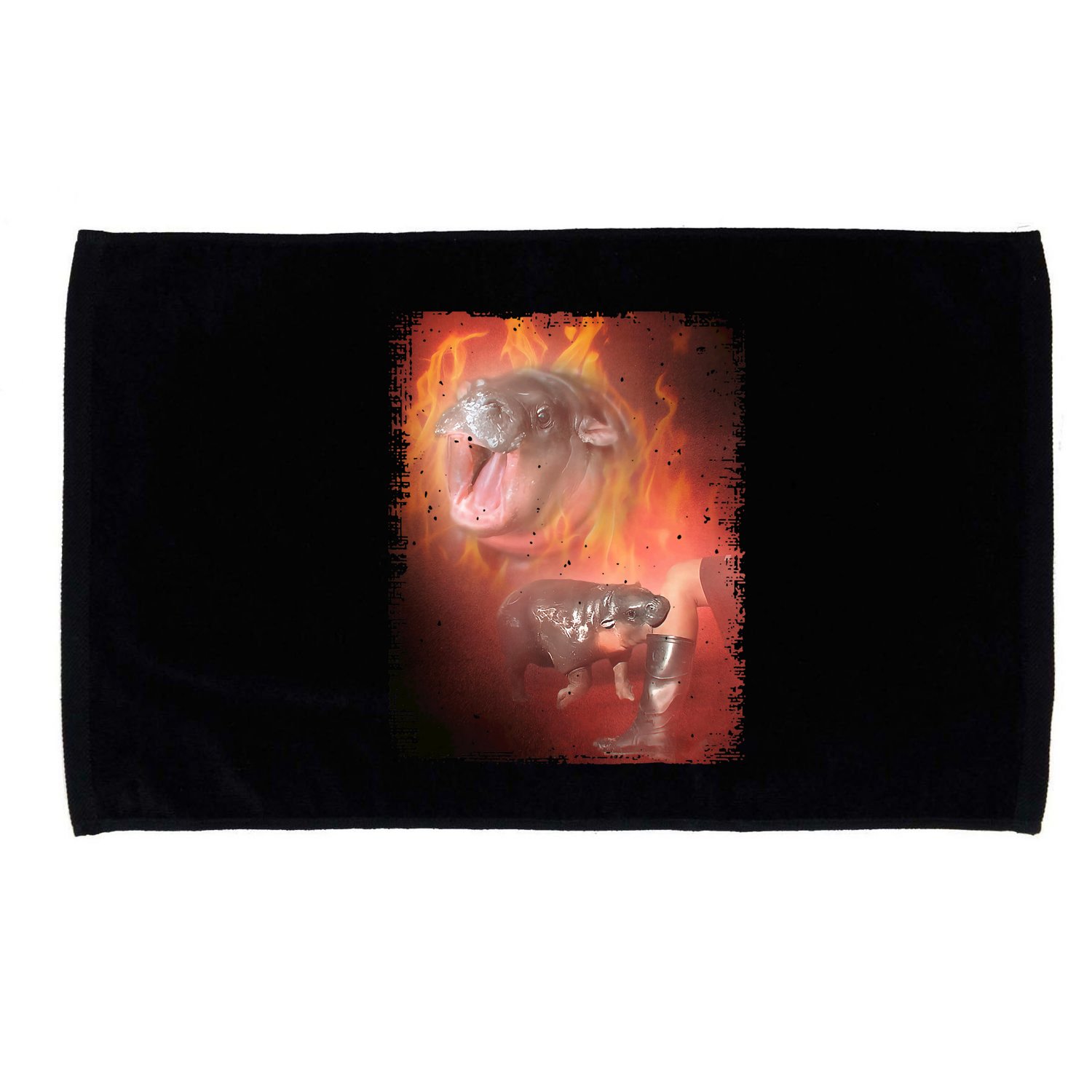Moo Deng Bouncy Pig In Thai Fire Picture The Cute Baby Hippo Microfiber Hand Towel