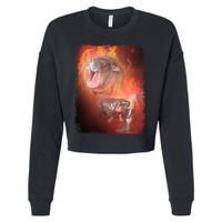 Moo Deng Bouncy Pig In Thai Fire Picture The Cute Baby Hippo Cropped Pullover Crew