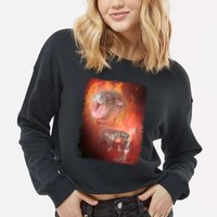 Moo Deng Bouncy Pig In Thai Fire Picture The Cute Baby Hippo Cropped Pullover Crew