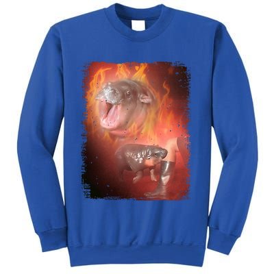 Moo Deng Bouncy Pig In Thai Fire Picture The Cute Baby Hippo Sweatshirt