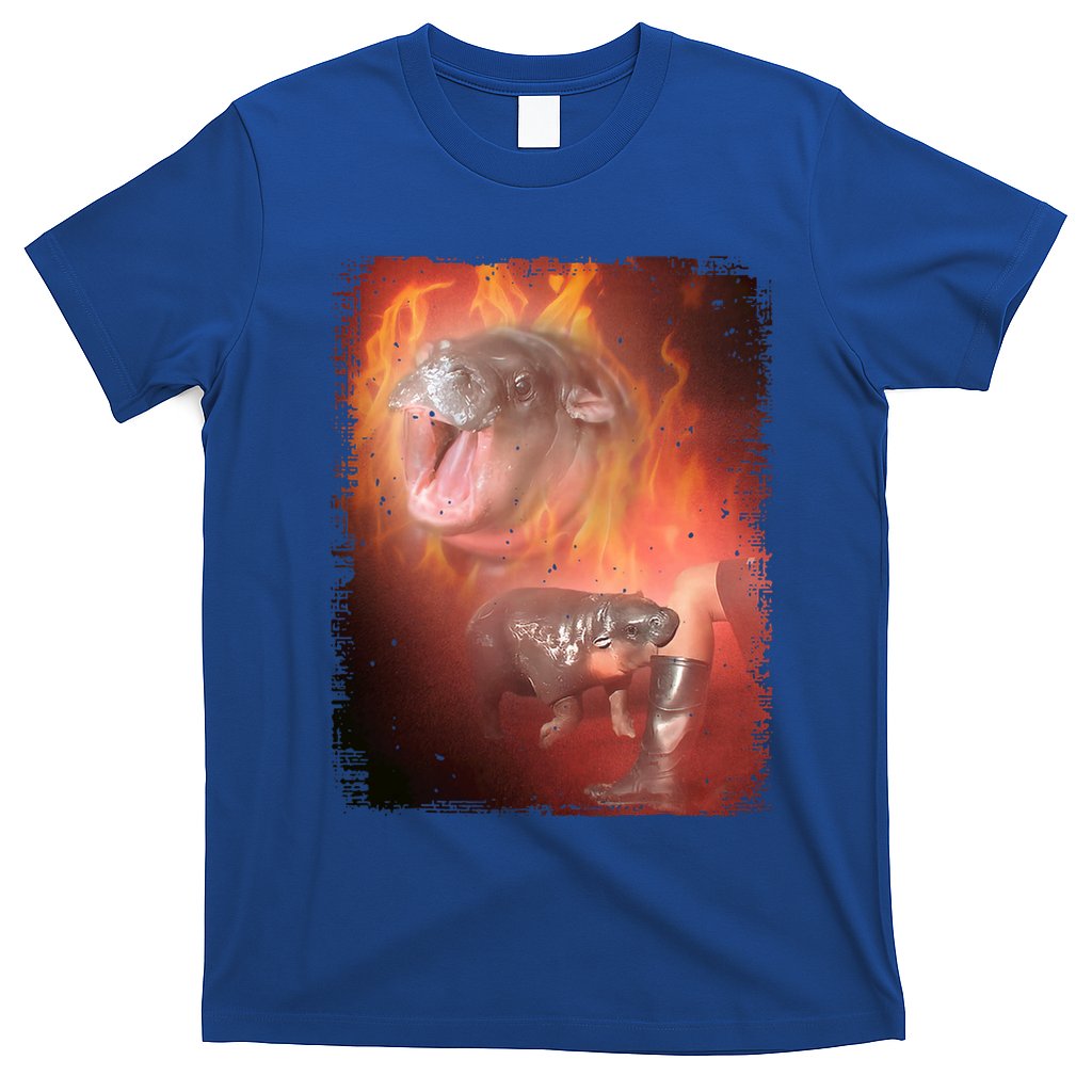 Moo Deng Bouncy Pig In Thai Fire Picture The Cute Baby Hippo T-Shirt