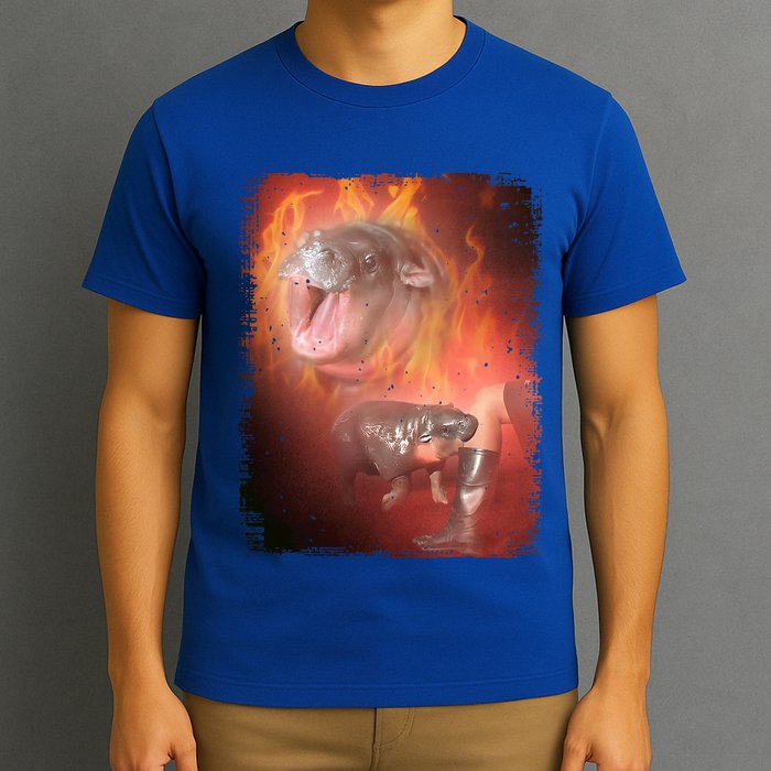 Moo Deng Bouncy Pig In Thai Fire Picture The Cute Baby Hippo T-Shirt