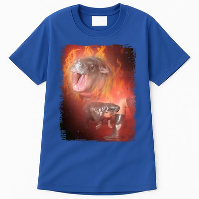 Moo Deng Bouncy Pig In Thai Fire Picture The Cute Baby Hippo Tall T-Shirt