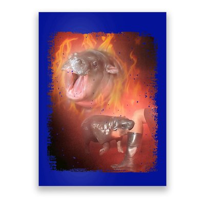 Moo Deng Bouncy Pig In Thai Fire Picture The Cute Baby Hippo Poster