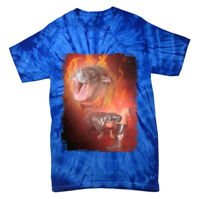 Moo Deng Bouncy Pig In Thai Fire Picture The Cute Baby Hippo Tie-Dye T-Shirt