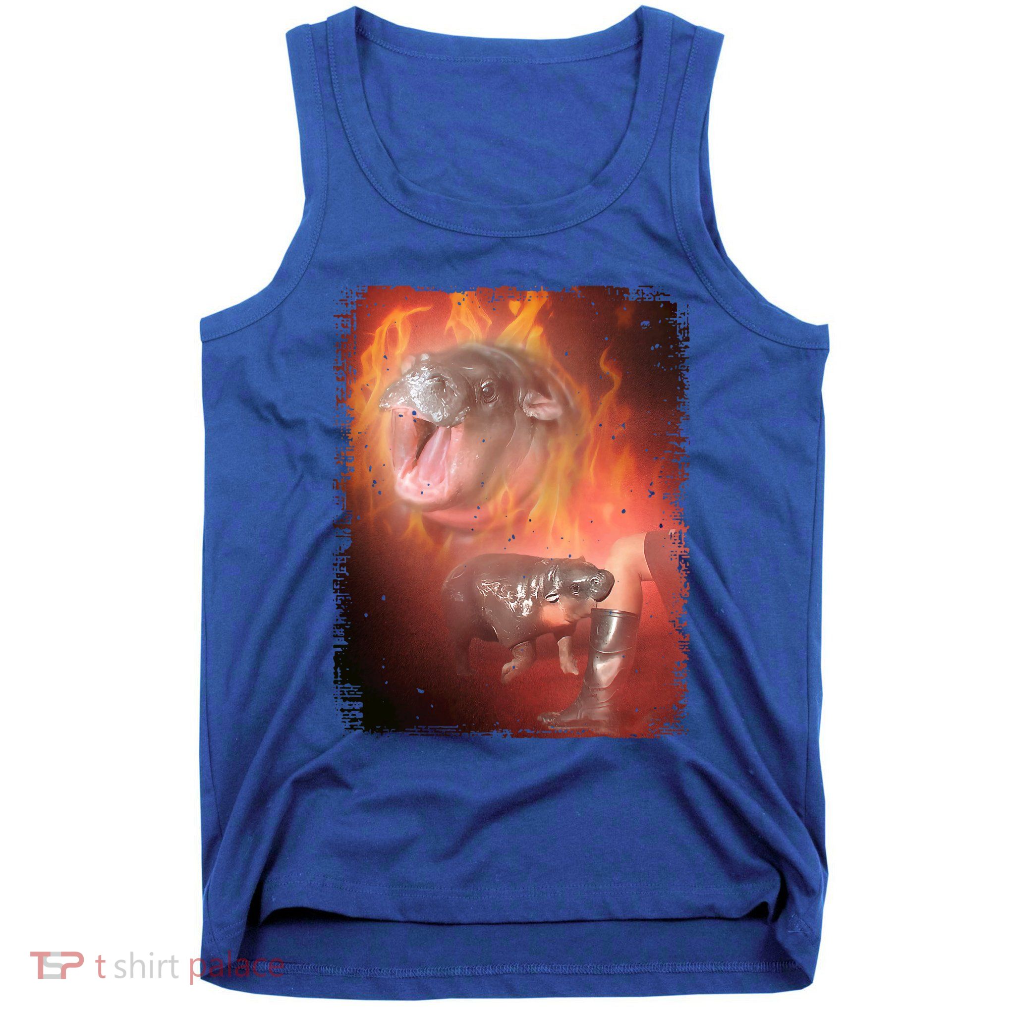 Moo Deng Bouncy Pig In Thai Fire Picture The Cute Baby Hippo Tank Top