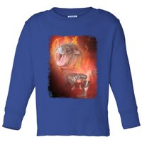 Moo Deng Bouncy Pig In Thai Fire Picture The Cute Baby Hippo Toddler Long Sleeve Shirt