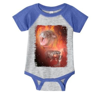 Moo Deng Bouncy Pig In Thai Fire Picture The Cute Baby Hippo Infant Baby Jersey Bodysuit