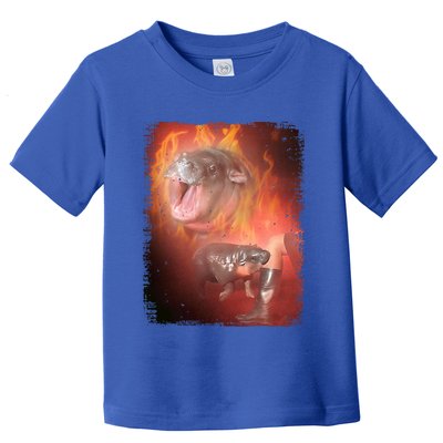 Moo Deng Bouncy Pig In Thai Fire Picture The Cute Baby Hippo Toddler T-Shirt