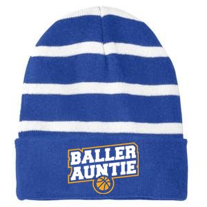 Mothers Day Baller Auntie Gift Baseball Aunt Meaningful Gift Striped Beanie with Solid Band