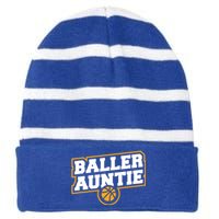 Mothers Day Baller Auntie Gift Baseball Aunt Meaningful Gift Striped Beanie with Solid Band