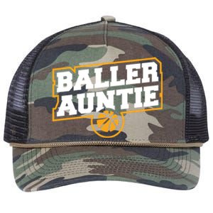 Mothers Day Baller Auntie Gift Baseball Aunt Meaningful Gift Retro Rope Trucker Hat Cap