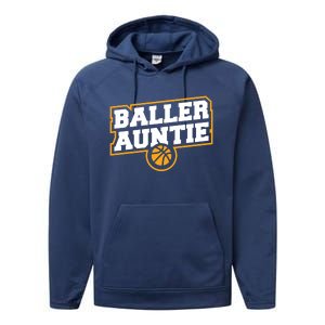 Mothers Day Baller Auntie Gift Baseball Aunt Meaningful Gift Performance Fleece Hoodie