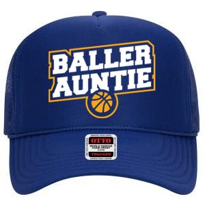 Mothers Day Baller Auntie Gift Baseball Aunt Meaningful Gift High Crown Mesh Back Trucker Hat