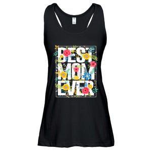 Mothers Day Best Mom Ever Floral Typography Design Flowers Ladies Essential Flowy Tank