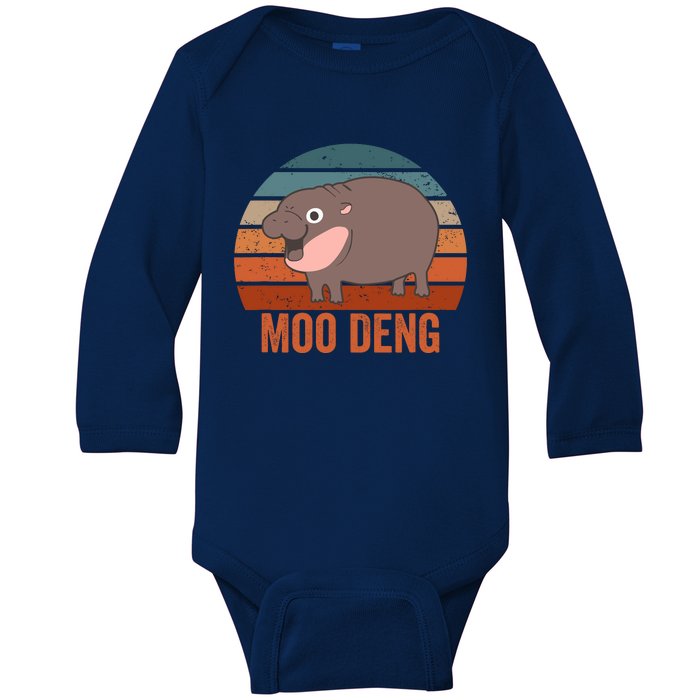 Moo Deng Baby Hippo Zoo Baby Hippo Vintage Baby Long Sleeve Bodysuit