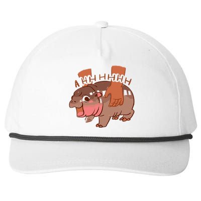 Moo Deng Bouncy Pig In Thai Picture The Cute Baby Hippo Snapback Five-Panel Rope Hat