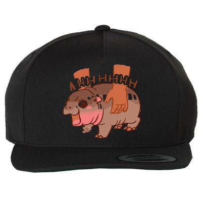 Moo Deng Bouncy Pig In Thai Picture The Cute Baby Hippo Wool Snapback Cap