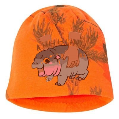 Moo Deng Bouncy Pig In Thai Picture The Cute Baby Hippo Kati - Camo Knit Beanie