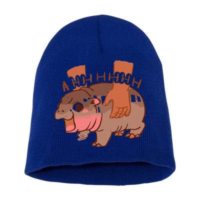 Moo Deng Bouncy Pig In Thai Picture The Cute Baby Hippo Short Acrylic Beanie