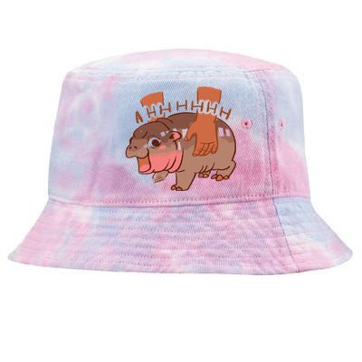 Moo Deng Bouncy Pig In Thai Picture The Cute Baby Hippo Tie-Dyed Bucket Hat