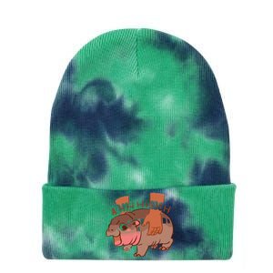 Moo Deng Bouncy Pig In Thai Picture The Cute Baby Hippo Tie Dye 12in Knit Beanie