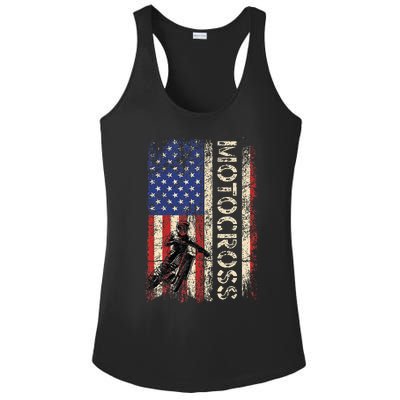 Motocross Dirt Bike American Usa Flag Ladies PosiCharge Competitor Racerback Tank