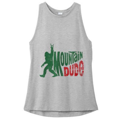 Mountain Dude Bigfoot Sasquatch Rock On Ladies PosiCharge Tri-Blend Wicking Tank