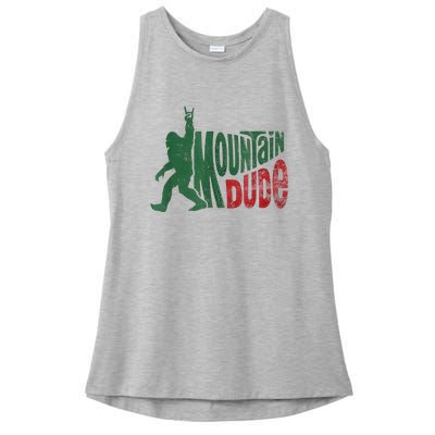 Mountain Dude Bigfoot Sasquatch Rock On Ladies PosiCharge Tri-Blend Wicking Tank