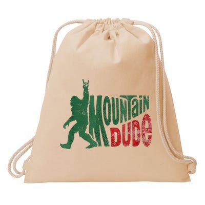 Mountain Dude Bigfoot Sasquatch Rock On Drawstring Bag