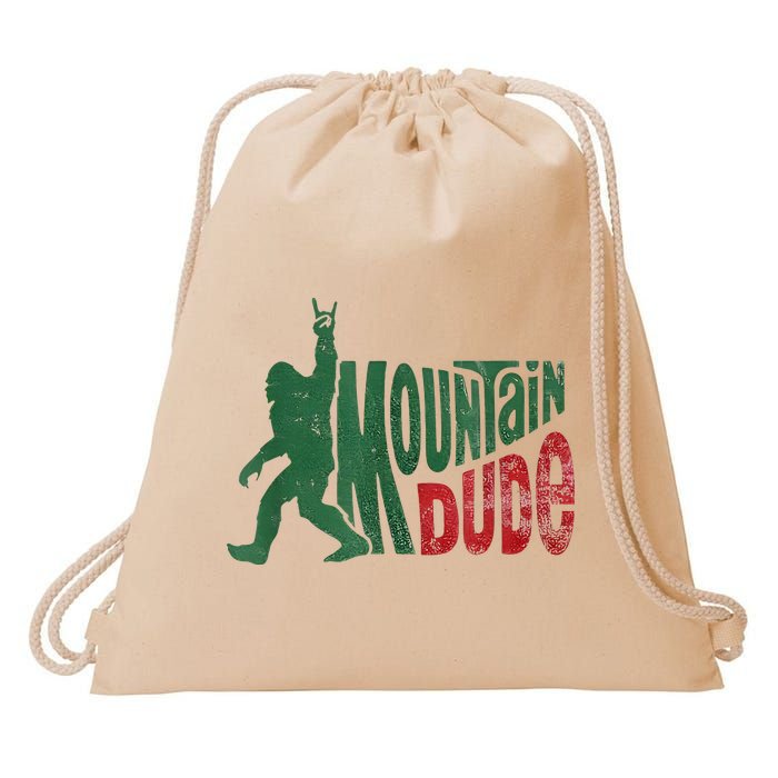 Mountain Dude Bigfoot Sasquatch Rock On Drawstring Bag