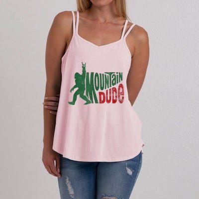 Mountain Dude Bigfoot Sasquatch Rock On Women's Strappy Tank