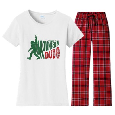 Mountain Dude Bigfoot Sasquatch Rock On Women's Flannel Pajama Set