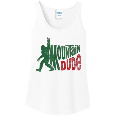 Mountain Dude Bigfoot Sasquatch Rock On Ladies Essential Tank