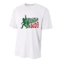 Mountain Dude Bigfoot Sasquatch Rock On Youth Performance Sprint T-Shirt