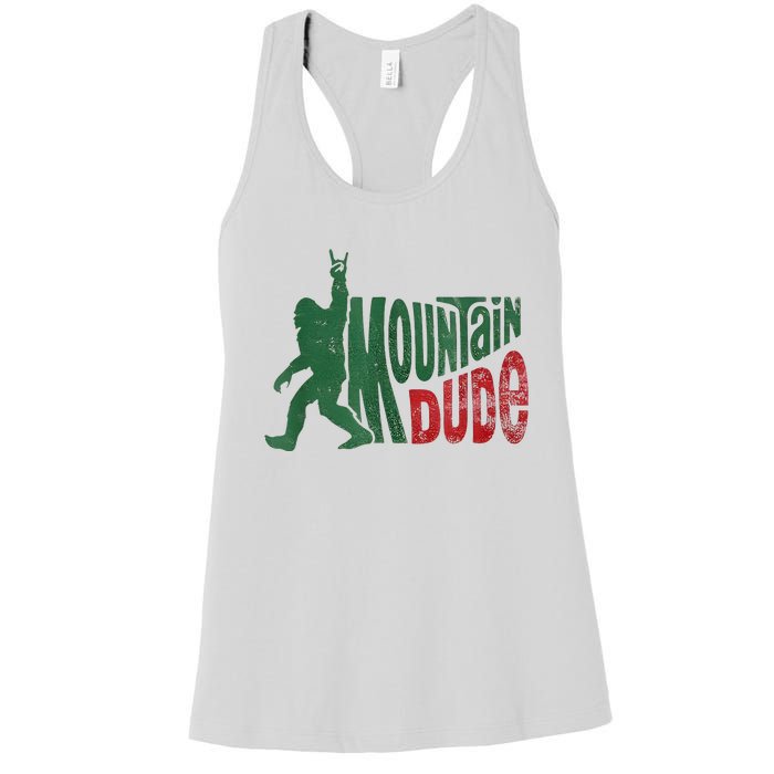 Mountain Dude Bigfoot Sasquatch Rock On Women's Racerback Tank