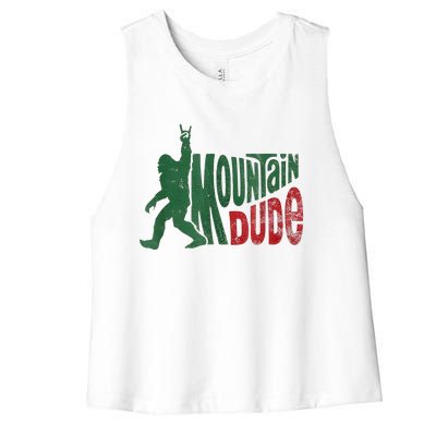 Mountain Dude Bigfoot Sasquatch Rock On Women's Racerback Cropped Tank