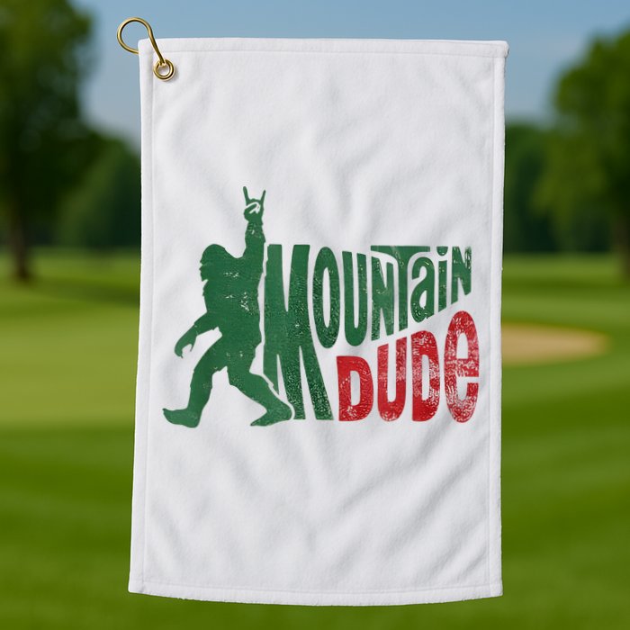 Mountain Dude Bigfoot Sasquatch Rock On Golf Towel