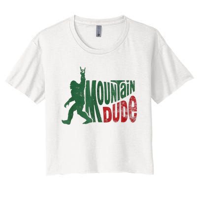 Mountain Dude Bigfoot Sasquatch Rock On Women's Crop Top Tee